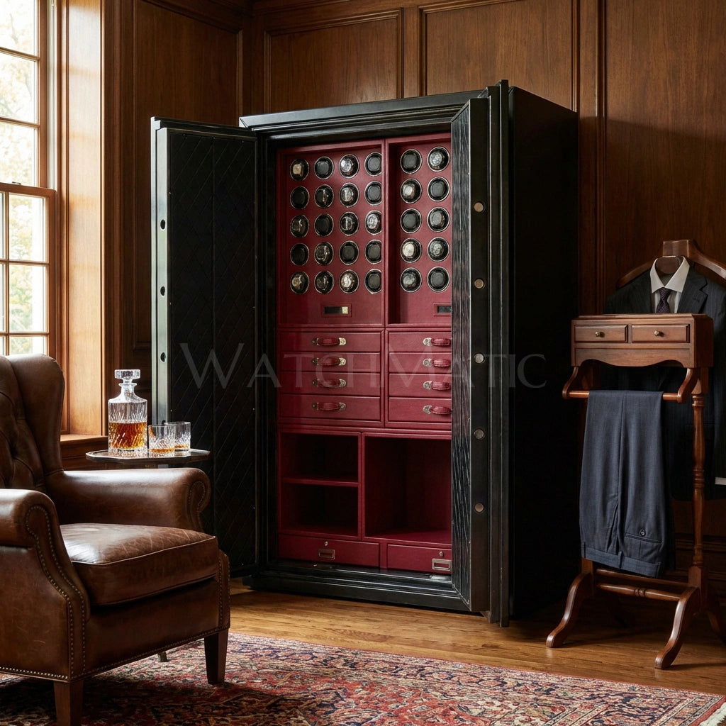 Sovereign™ Leather Vault – Dual Door Watch Safe Cabinet
