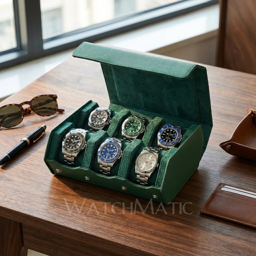 WATCHMATIC Hexagon Watch Box 14:350850green-8slots - WatchMatic